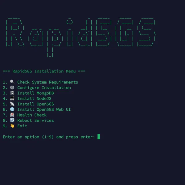 Rapid5GS installation menu