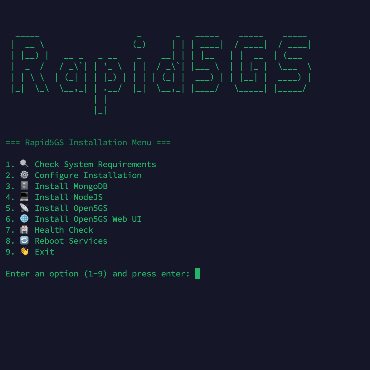 Rapid5GS Installation Interface